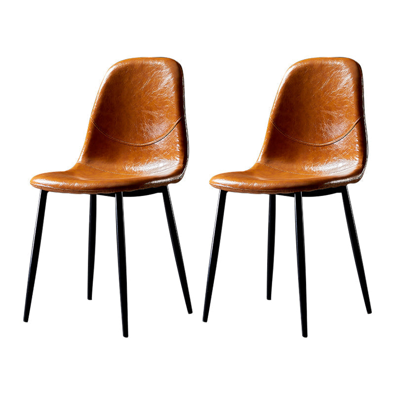 PU Leather Armless Dining Chairs Solid Back Dining Side Chair with Metal Legs Yellow 2 Piece Set Black Clearhalo ' kitchen&dining_furn' 'Dining Chairs' 'Dining Tables & Seating' 'dining_chair' 'furn' 'furn_dining_chair' 'Furniture' 'furniture_dining_chair' 'Kitchen & Dining Furniture' 'kitchen' 3826765