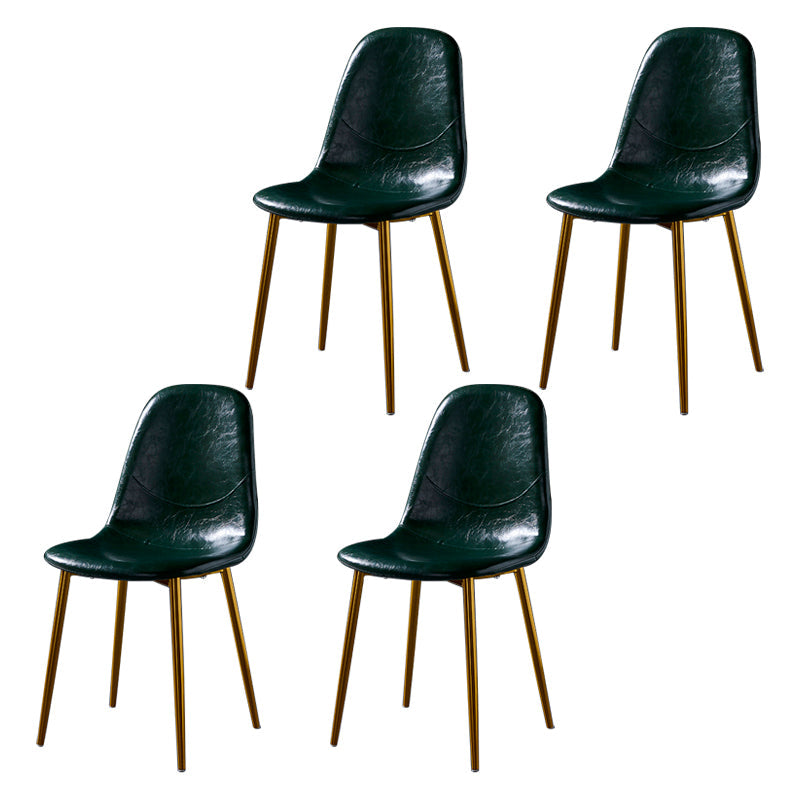 PU Leather Armless Dining Chairs Solid Back Dining Side Chair with Metal Legs Blackish Green 4 Piece Set Brass Gold Clearhalo ' kitchen&dining_furn' 'Dining Chairs' 'Dining Tables & Seating' 'dining_chair' 'furn' 'furn_dining_chair' 'Furniture' 'furniture_dining_chair' 'Kitchen & Dining Furniture' 'kitchen' 3826772