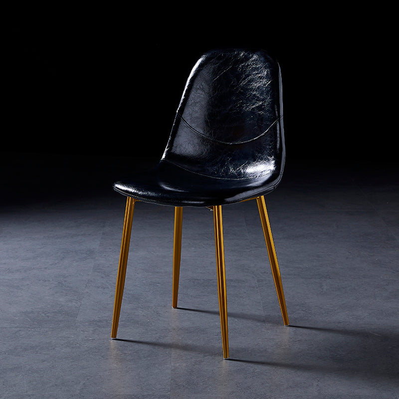 PU Leather Armless Dining Chairs Solid Back Dining Side Chair with Metal Legs Black 1 Piece Brass Gold Clearhalo ' kitchen&dining_furn' 'Dining Chairs' 'Dining Tables & Seating' 'dining_chair' 'furn' 'furn_dining_chair' 'Furniture' 'furniture_dining_chair' 'Kitchen & Dining Furniture' 'kitchen' 3826773