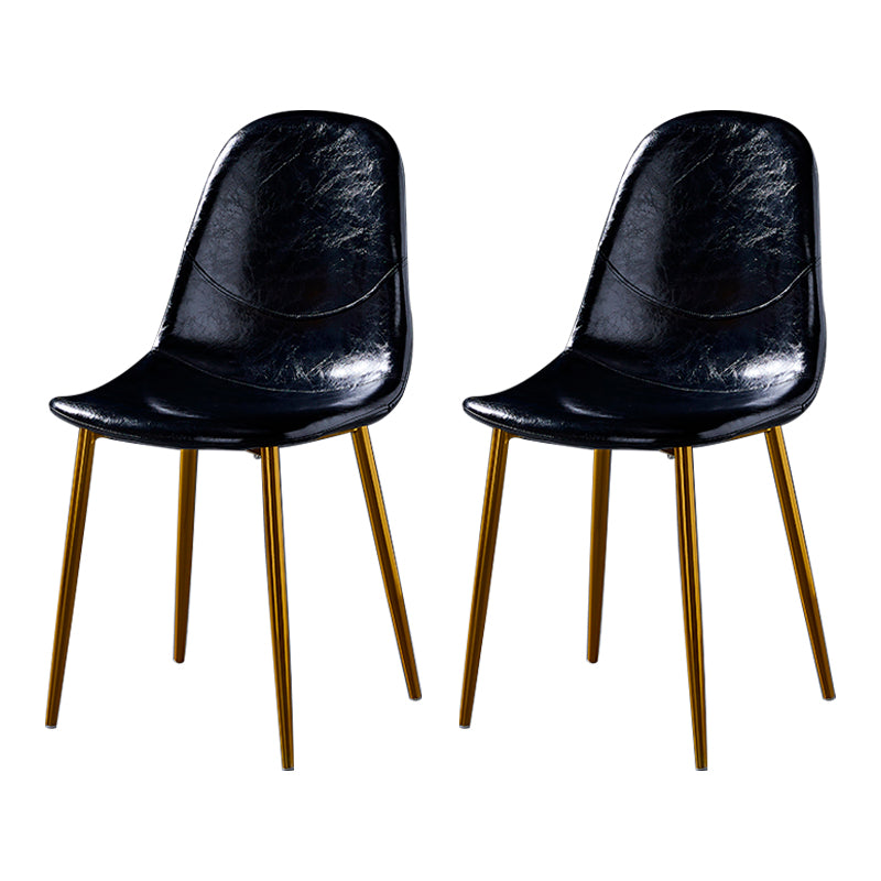PU Leather Armless Dining Chairs Solid Back Dining Side Chair with Metal Legs Black 2 Piece Set Brass Gold Clearhalo ' kitchen&dining_furn' 'Dining Chairs' 'Dining Tables & Seating' 'dining_chair' 'furn' 'furn_dining_chair' 'Furniture' 'furniture_dining_chair' 'Kitchen & Dining Furniture' 'kitchen' 3826774