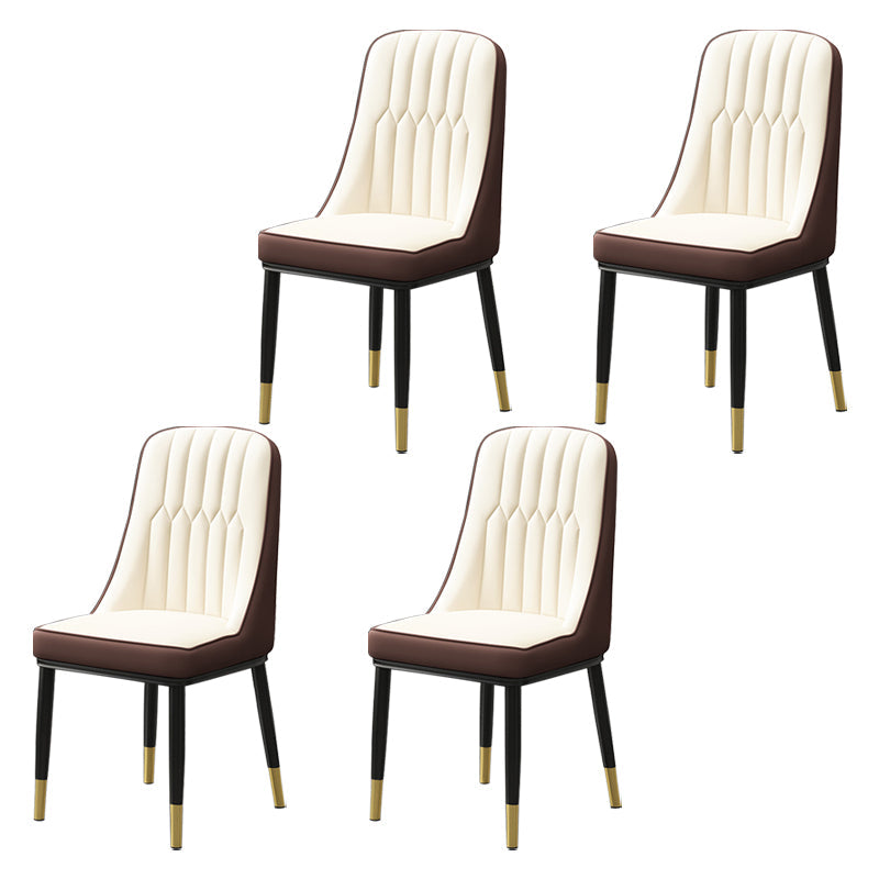 Scandinavian Style Metal Dining Chair Dining Room Parsons Armless Chair Beige-Coffee 4 Piece Set Brass Gold Clearhalo ' kitchen&dining_furn' 'Dining Chairs' 'Dining Tables & Seating' 'dining_chair' 'furn' 'furn_dining_chair' 'Furniture' 'furniture_dining_chair' 'Kitchen & Dining Furniture' 'kitchen' 3826780