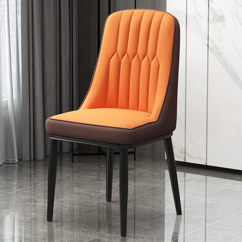 Scandinavian Style Metal Dining Chair Dining Room Parsons Armless Chair Khaki-Orange 1 Piece Black Clearhalo ' kitchen&dining_furn' 'Dining Chairs' 'Dining Tables & Seating' 'dining_chair' 'furn' 'furn_dining_chair' 'Furniture' 'furniture_dining_chair' 'Kitchen & Dining Furniture' 'kitchen' 3826782