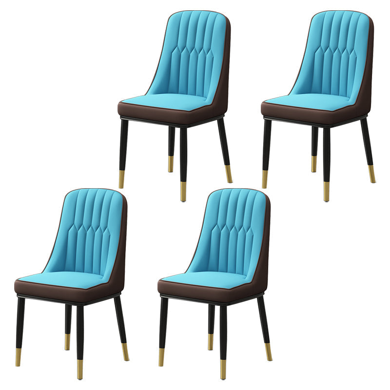 Scandinavian Style Metal Dining Chair Dining Room Parsons Armless Chair Blue Coffee 4 Piece Set Brass Gold Clearhalo ' kitchen&dining_furn' 'Dining Chairs' 'Dining Tables & Seating' 'dining_chair' 'furn' 'furn_dining_chair' 'Furniture' 'furniture_dining_chair' 'Kitchen & Dining Furniture' 'kitchen' 3826807