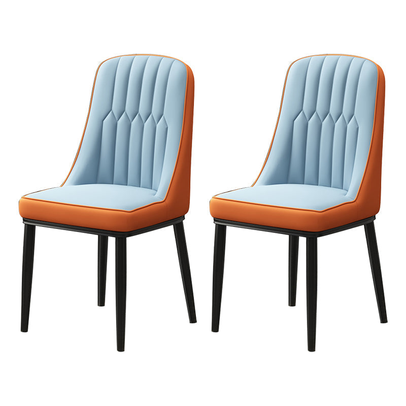 Scandinavian Style Metal Dining Chair Dining Room Parsons Armless Chair Blue-Orange 2 Piece Set Black Clearhalo ' kitchen&dining_furn' 'Dining Chairs' 'Dining Tables & Seating' 'dining_chair' 'furn' 'furn_dining_chair' 'Furniture' 'furniture_dining_chair' 'Kitchen & Dining Furniture' 'kitchen' 3826812