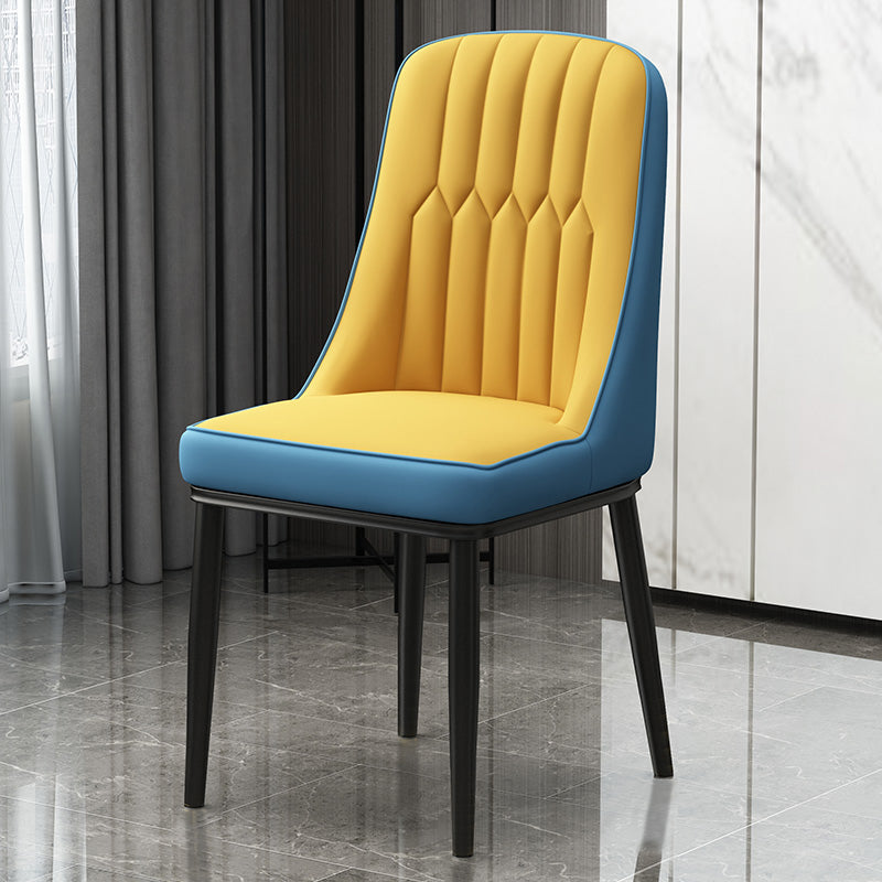 Scandinavian Style Metal Dining Chair Dining Room Parsons Armless Chair Yellow Blue 1 Piece Black Clearhalo ' kitchen&dining_furn' 'Dining Chairs' 'Dining Tables & Seating' 'dining_chair' 'furn' 'furn_dining_chair' 'Furniture' 'furniture_dining_chair' 'Kitchen & Dining Furniture' 'kitchen' 3826814