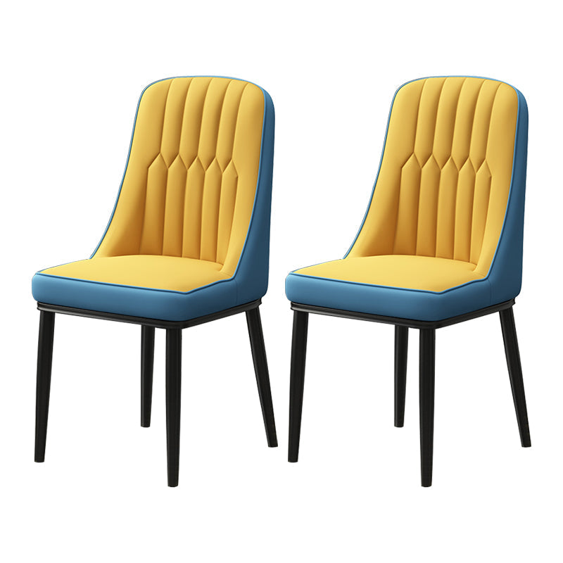 Scandinavian Style Metal Dining Chair Dining Room Parsons Armless Chair Yellow Blue 2 Piece Set Black Clearhalo ' kitchen&dining_furn' 'Dining Chairs' 'Dining Tables & Seating' 'dining_chair' 'furn' 'furn_dining_chair' 'Furniture' 'furniture_dining_chair' 'Kitchen & Dining Furniture' 'kitchen' 3826815