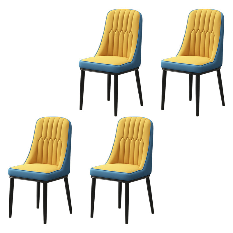 Scandinavian Style Metal Dining Chair Dining Room Parsons Armless Chair Yellow Blue 4 Piece Set Black Clearhalo ' kitchen&dining_furn' 'Dining Chairs' 'Dining Tables & Seating' 'dining_chair' 'furn' 'furn_dining_chair' 'Furniture' 'furniture_dining_chair' 'Kitchen & Dining Furniture' 'kitchen' 3826816