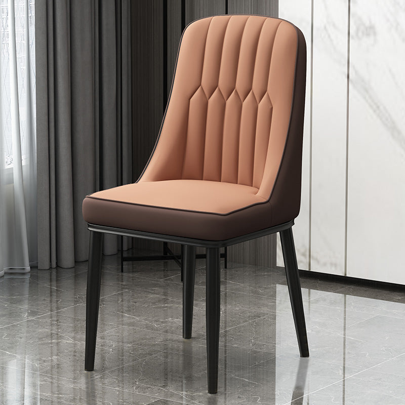 Scandinavian Style Metal Dining Chair Dining Room Parsons Armless Chair Brown-Khaki 1 Piece Black Clearhalo ' kitchen&dining_furn' 'Dining Chairs' 'Dining Tables & Seating' 'dining_chair' 'furn' 'furn_dining_chair' 'Furniture' 'furniture_dining_chair' 'Kitchen & Dining Furniture' 'kitchen' 3826817