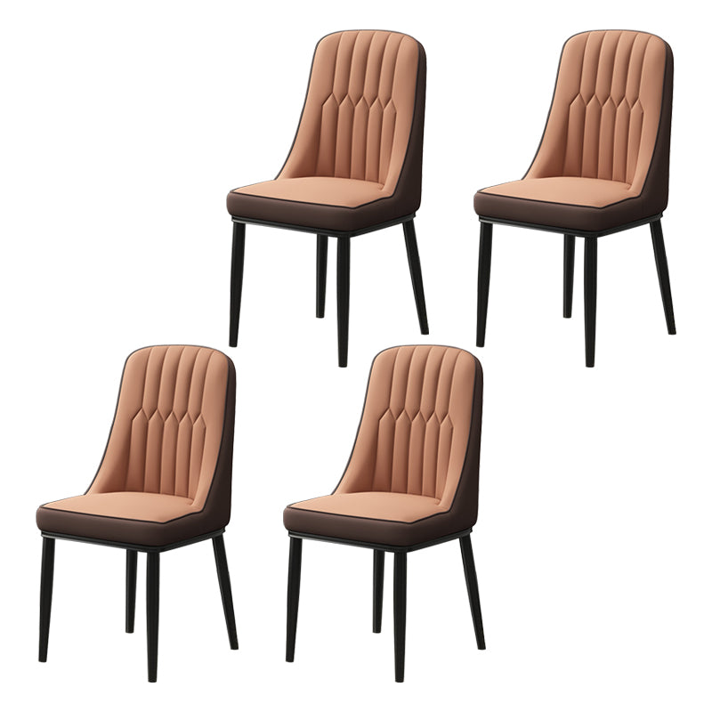 Scandinavian Style Metal Dining Chair Dining Room Parsons Armless Chair Brown-Khaki 4 Piece Set Black Clearhalo ' kitchen&dining_furn' 'Dining Chairs' 'Dining Tables & Seating' 'dining_chair' 'furn' 'furn_dining_chair' 'Furniture' 'furniture_dining_chair' 'Kitchen & Dining Furniture' 'kitchen' 3826819