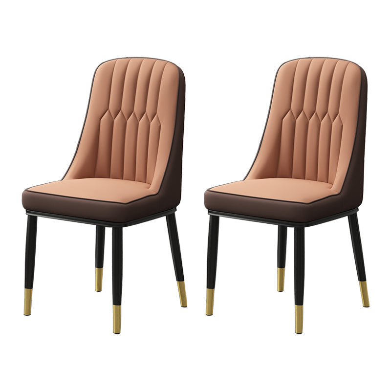 Scandinavian Style Metal Dining Chair Dining Room Parsons Armless Chair Brown-Khaki 2 Piece Set Brass Gold Clearhalo ' kitchen&dining_furn' 'Dining Chairs' 'Dining Tables & Seating' 'dining_chair' 'furn' 'furn_dining_chair' 'Furniture' 'furniture_dining_chair' 'Kitchen & Dining Furniture' 'kitchen' 3826821