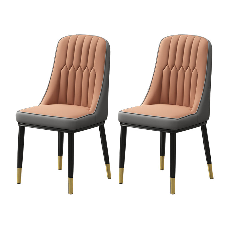 Scandinavian Style Metal Dining Chair Dining Room Parsons Armless Chair Brown 2 Piece Set Brass Gold Clearhalo ' kitchen&dining_furn' 'Dining Chairs' 'Dining Tables & Seating' 'dining_chair' 'furn' 'furn_dining_chair' 'Furniture' 'furniture_dining_chair' 'Kitchen & Dining Furniture' 'kitchen' 3826827