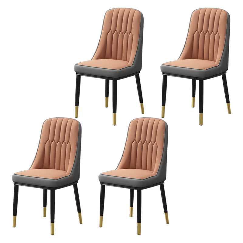 Scandinavian Style Metal Dining Chair Dining Room Parsons Armless Chair Brown 4 Piece Set Brass Gold Clearhalo ' kitchen&dining_furn' 'Dining Chairs' 'Dining Tables & Seating' 'dining_chair' 'furn' 'furn_dining_chair' 'Furniture' 'furniture_dining_chair' 'Kitchen & Dining Furniture' 'kitchen' 3826828