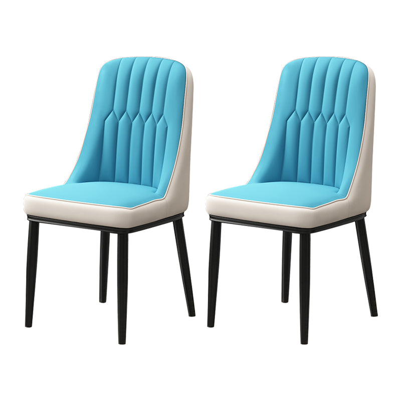 Scandinavian Style Metal Dining Chair Dining Room Parsons Armless Chair Blue-White 2 Piece Set Black Clearhalo ' kitchen&dining_furn' 'Dining Chairs' 'Dining Tables & Seating' 'dining_chair' 'furn' 'furn_dining_chair' 'Furniture' 'furniture_dining_chair' 'Kitchen & Dining Furniture' 'kitchen' 3826830