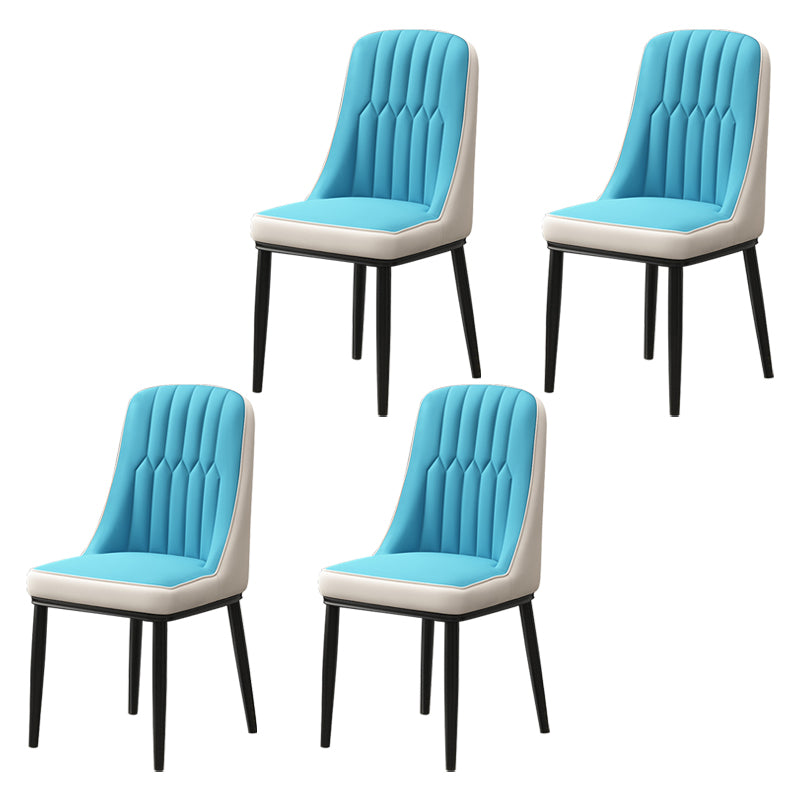 Scandinavian Style Metal Dining Chair Dining Room Parsons Armless Chair Blue-White 4 Piece Set Black Clearhalo ' kitchen&dining_furn' 'Dining Chairs' 'Dining Tables & Seating' 'dining_chair' 'furn' 'furn_dining_chair' 'Furniture' 'furniture_dining_chair' 'Kitchen & Dining Furniture' 'kitchen' 3826831