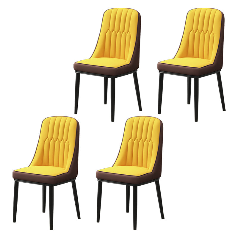 Scandinavian Style Metal Dining Chair Dining Room Parsons Armless Chair Yellow-Brown 4 Piece Set Black Clearhalo ' kitchen&dining_furn' 'Dining Chairs' 'Dining Tables & Seating' 'dining_chair' 'furn' 'furn_dining_chair' 'Furniture' 'furniture_dining_chair' 'Kitchen & Dining Furniture' 'kitchen' 3826834