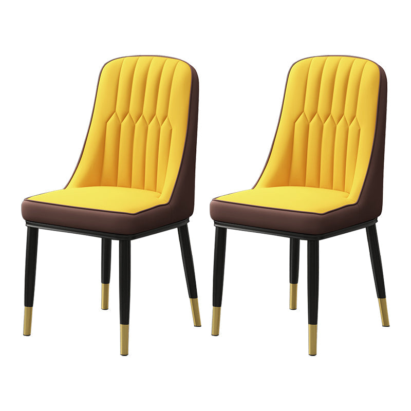 Scandinavian Style Metal Dining Chair Dining Room Parsons Armless Chair Yellow-Brown 2 Piece Set Brass Gold Clearhalo ' kitchen&dining_furn' 'Dining Chairs' 'Dining Tables & Seating' 'dining_chair' 'furn' 'furn_dining_chair' 'Furniture' 'furniture_dining_chair' 'Kitchen & Dining Furniture' 'kitchen' 3826836