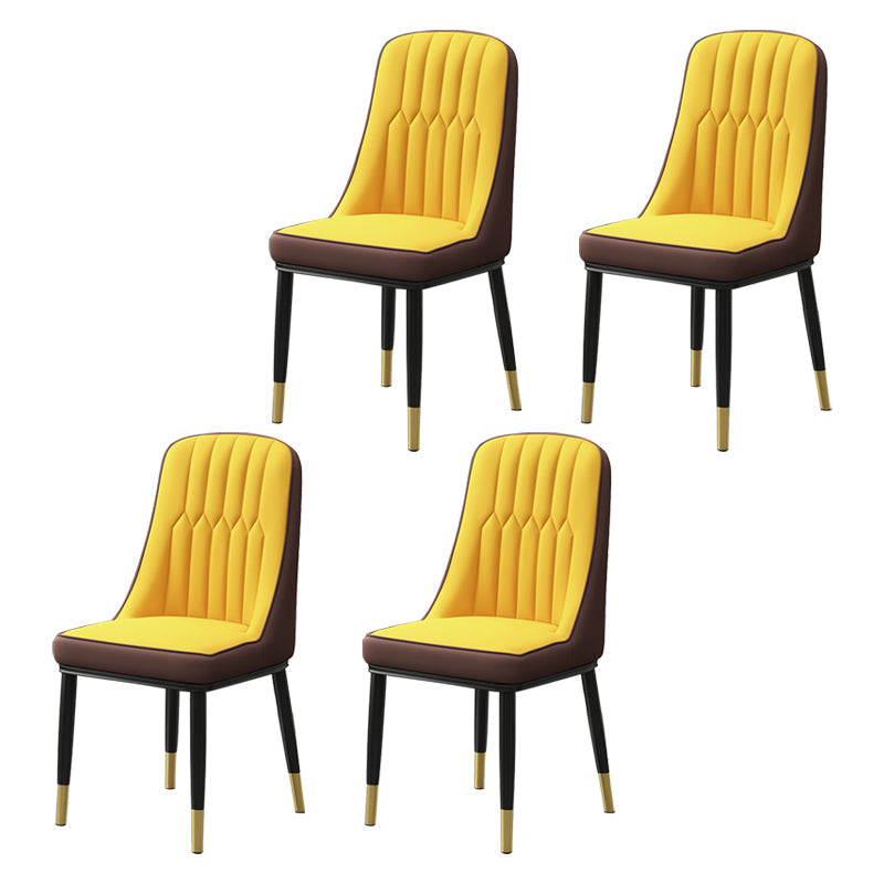 Scandinavian Style Metal Dining Chair Dining Room Parsons Armless Chair Yellow-Brown 4 Piece Set Brass Gold Clearhalo ' kitchen&dining_furn' 'Dining Chairs' 'Dining Tables & Seating' 'dining_chair' 'furn' 'furn_dining_chair' 'Furniture' 'furniture_dining_chair' 'Kitchen & Dining Furniture' 'kitchen' 3826837