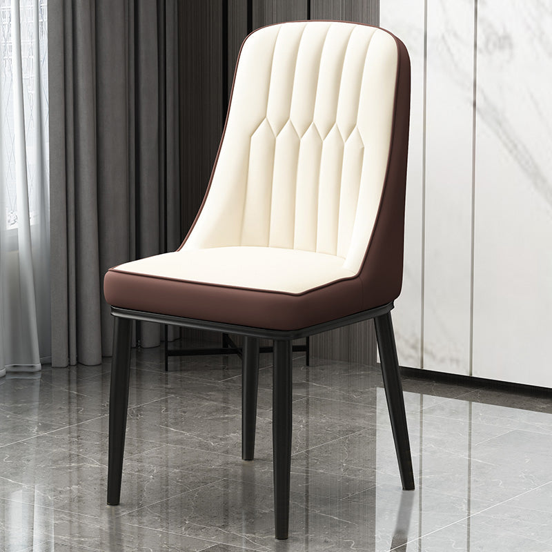 Scandinavian Style Metal Dining Chair Dining Room Parsons Armless Chair White-Brown 1 Piece Black Clearhalo ' kitchen&dining_furn' 'Dining Chairs' 'Dining Tables & Seating' 'dining_chair' 'furn' 'furn_dining_chair' 'Furniture' 'furniture_dining_chair' 'Kitchen & Dining Furniture' 'kitchen' 3826838