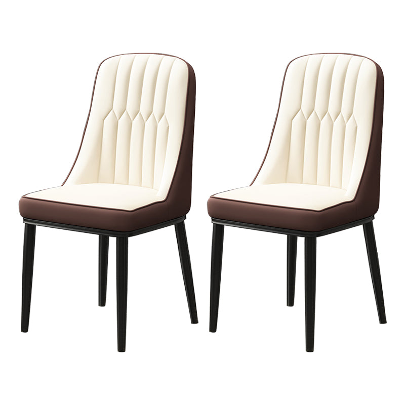 Scandinavian Style Metal Dining Chair Dining Room Parsons Armless Chair White-Brown 2 Piece Set Black Clearhalo ' kitchen&dining_furn' 'Dining Chairs' 'Dining Tables & Seating' 'dining_chair' 'furn' 'furn_dining_chair' 'Furniture' 'furniture_dining_chair' 'Kitchen & Dining Furniture' 'kitchen' 3826839