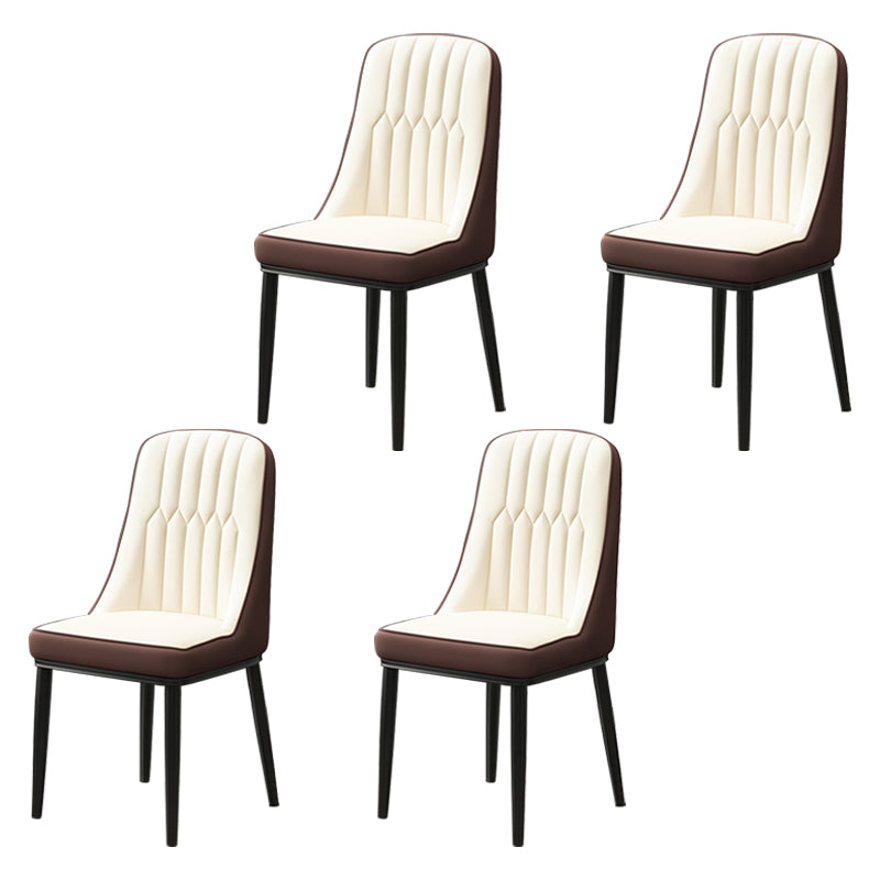 Scandinavian Style Metal Dining Chair Dining Room Parsons Armless Chair White-Brown 4 Piece Set Black Clearhalo ' kitchen&dining_furn' 'Dining Chairs' 'Dining Tables & Seating' 'dining_chair' 'furn' 'furn_dining_chair' 'Furniture' 'furniture_dining_chair' 'Kitchen & Dining Furniture' 'kitchen' 3826840