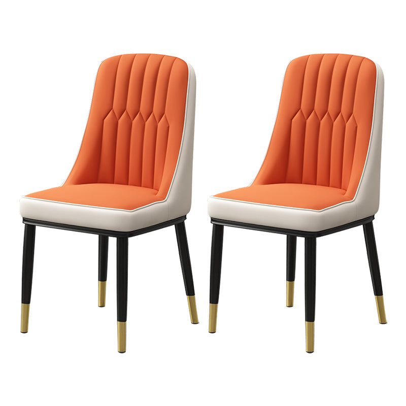 Scandinavian Style Metal Dining Chair Dining Room Parsons Armless Chair Orange White 2 Piece Set Brass Gold Clearhalo ' kitchen&dining_furn' 'Dining Chairs' 'Dining Tables & Seating' 'dining_chair' 'furn' 'furn_dining_chair' 'Furniture' 'furniture_dining_chair' 'Kitchen & Dining Furniture' 'kitchen' 3826842