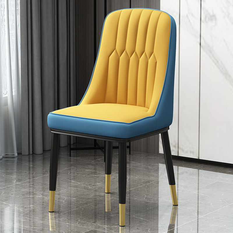 Scandinavian Style Metal Dining Chair Dining Room Parsons Armless Chair Yellow Blue 1 Piece Brass Gold Clearhalo ' kitchen&dining_furn' 'Dining Chairs' 'Dining Tables & Seating' 'dining_chair' 'furn' 'furn_dining_chair' 'Furniture' 'furniture_dining_chair' 'Kitchen & Dining Furniture' 'kitchen' 3826847