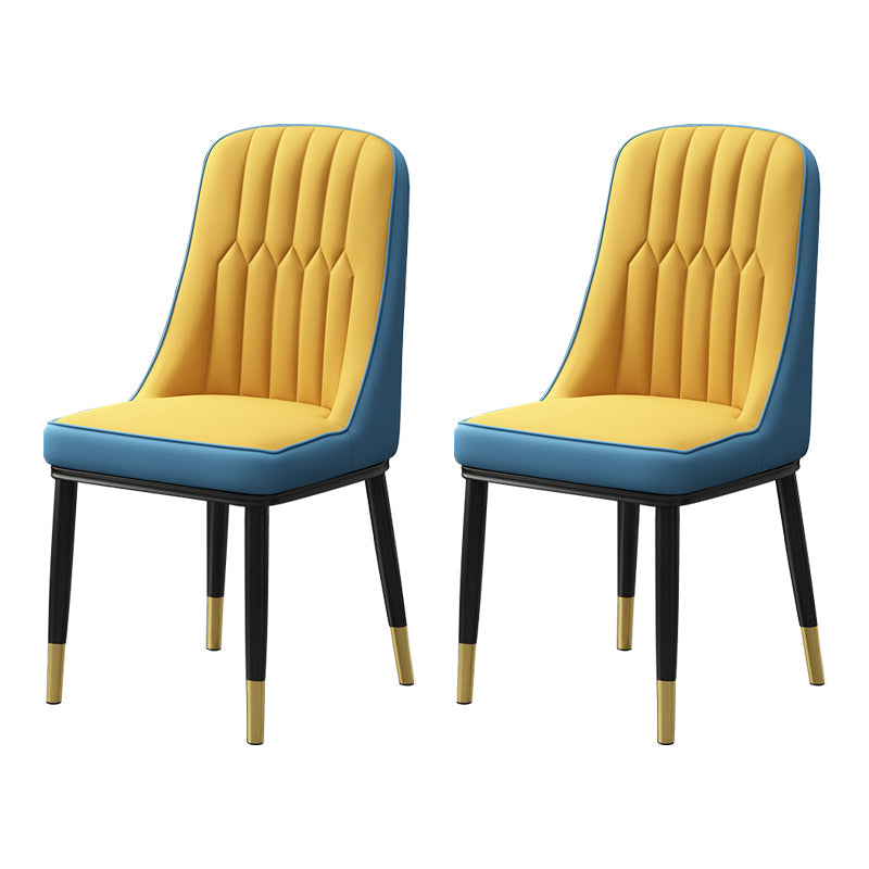 Scandinavian Style Metal Dining Chair Dining Room Parsons Armless Chair Yellow Blue 2 Piece Set Brass Gold Clearhalo ' kitchen&dining_furn' 'Dining Chairs' 'Dining Tables & Seating' 'dining_chair' 'furn' 'furn_dining_chair' 'Furniture' 'furniture_dining_chair' 'Kitchen & Dining Furniture' 'kitchen' 3826848
