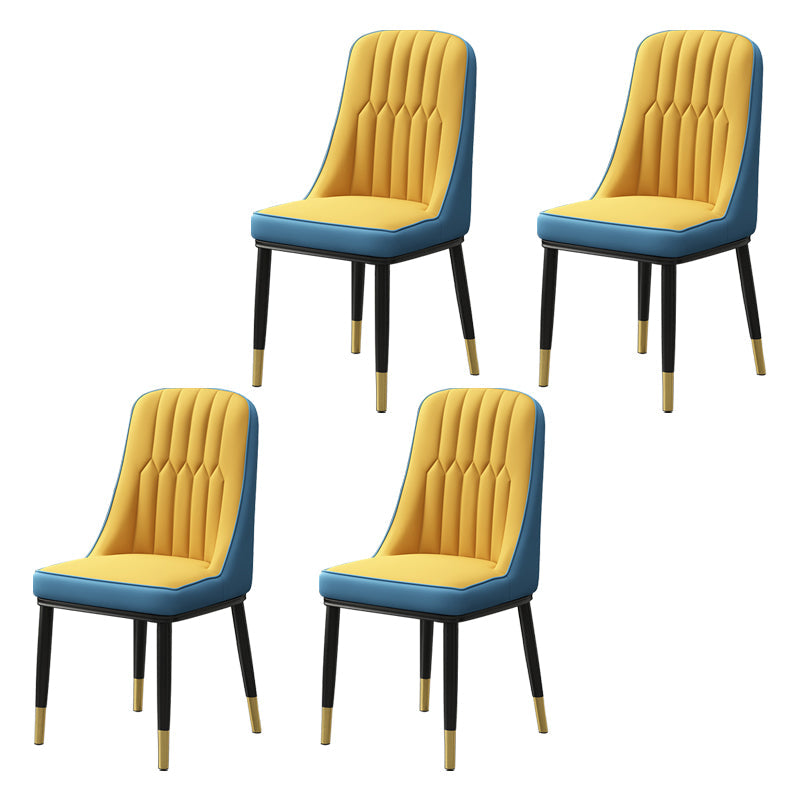 Scandinavian Style Metal Dining Chair Dining Room Parsons Armless Chair Yellow Blue 4 Piece Set Brass Gold Clearhalo ' kitchen&dining_furn' 'Dining Chairs' 'Dining Tables & Seating' 'dining_chair' 'furn' 'furn_dining_chair' 'Furniture' 'furniture_dining_chair' 'Kitchen & Dining Furniture' 'kitchen' 3826849