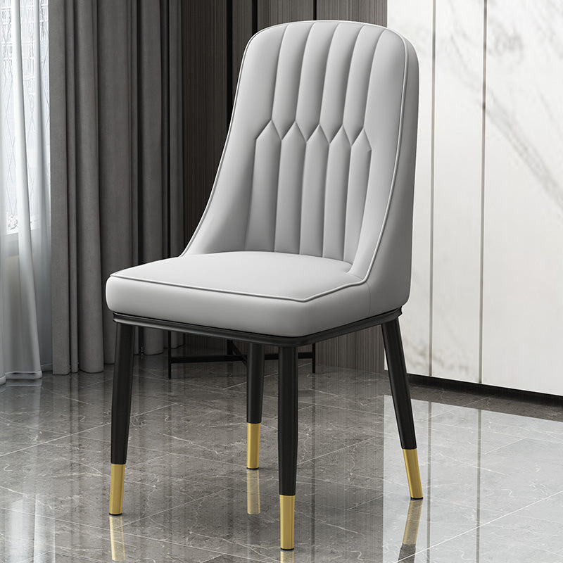 Scandinavian Style Metal Dining Chair Dining Room Parsons Armless Chair Grey 1 Piece Brass Gold Clearhalo ' kitchen&dining_furn' 'Dining Chairs' 'Dining Tables & Seating' 'dining_chair' 'furn' 'furn_dining_chair' 'Furniture' 'furniture_dining_chair' 'Kitchen & Dining Furniture' 'kitchen' 3826856