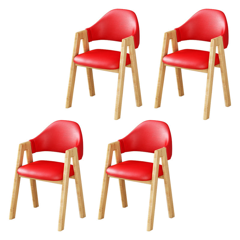 Upholstered Scandinavian Coffee Shop Arm Chair Open Matte Finish Dining Chair Red 4 Piece Set Clearhalo ' kitchen&dining_furn' 'Dining Chairs' 'Dining Tables & Seating' 'dining_chair' 'furn' 'furn_dining_chair' 'Furniture' 'furniture_dining_chair' 'Kitchen & Dining Furniture' 'kitchen' 3826945