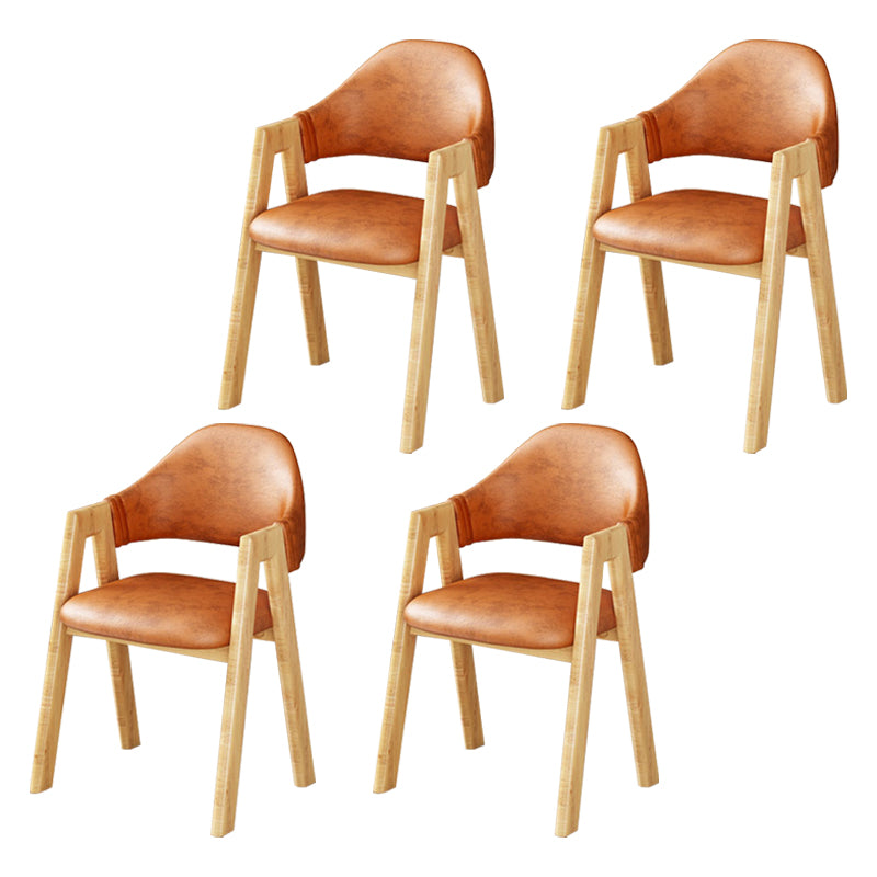 Upholstered Scandinavian Coffee Shop Arm Chair Open Matte Finish Dining Chair Light Brown 4 Piece Set Clearhalo ' kitchen&dining_furn' 'Dining Chairs' 'Dining Tables & Seating' 'dining_chair' 'furn' 'furn_dining_chair' 'Furniture' 'furniture_dining_chair' 'Kitchen & Dining Furniture' 'kitchen' 3826979