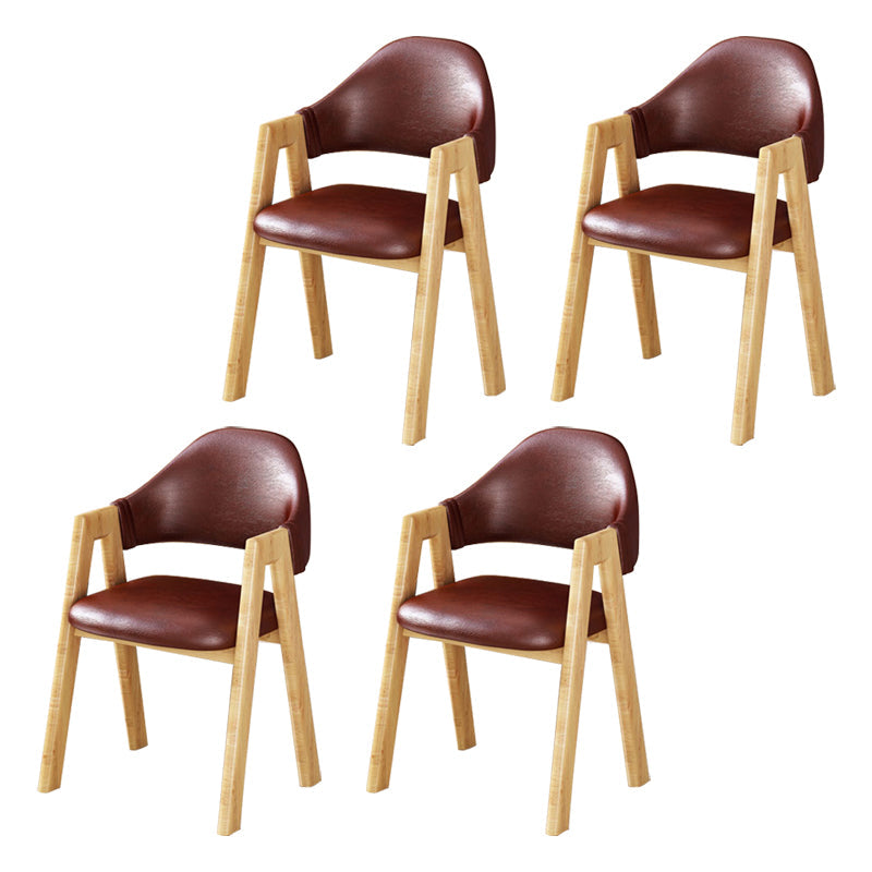 Upholstered Scandinavian Coffee Shop Arm Chair Open Matte Finish Dining Chair Dark Brown 4 Piece Set Clearhalo ' kitchen&dining_furn' 'Dining Chairs' 'Dining Tables & Seating' 'dining_chair' 'furn' 'furn_dining_chair' 'Furniture' 'furniture_dining_chair' 'Kitchen & Dining Furniture' 'kitchen' 3826991