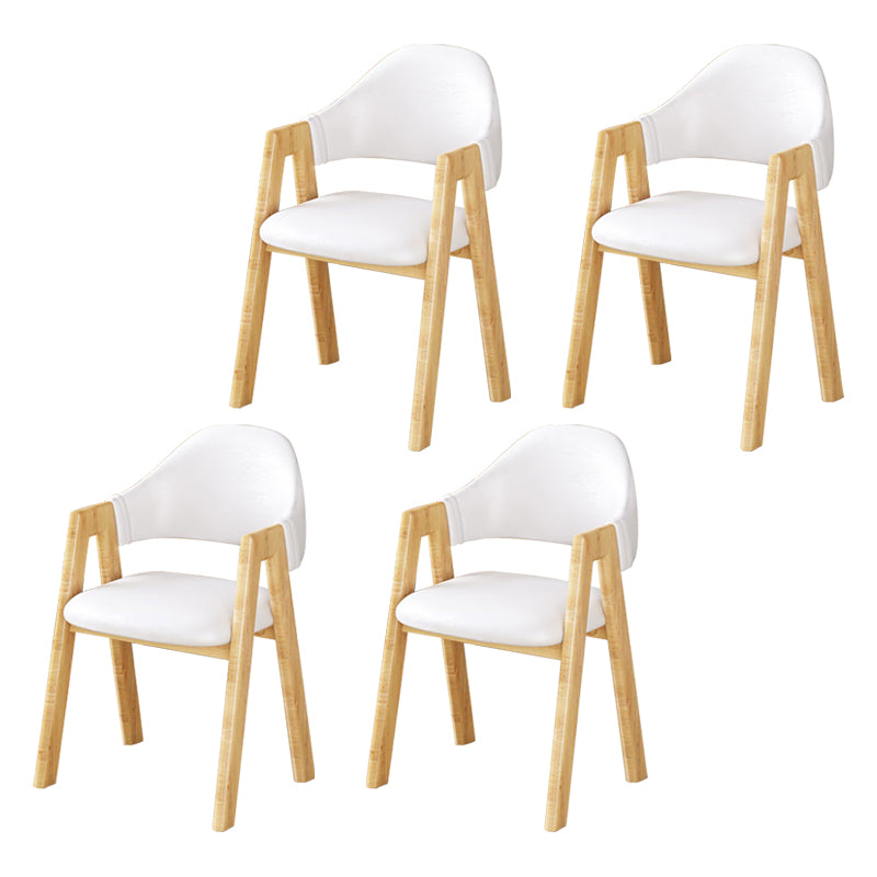 Upholstered Scandinavian Coffee Shop Arm Chair Open Matte Finish Dining Chair White 4 Piece Set Clearhalo ' kitchen&dining_furn' 'Dining Chairs' 'Dining Tables & Seating' 'dining_chair' 'furn' 'furn_dining_chair' 'Furniture' 'furniture_dining_chair' 'Kitchen & Dining Furniture' 'kitchen' 3827009