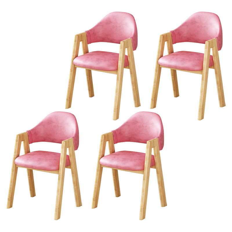 Upholstered Scandinavian Coffee Shop Arm Chair Open Matte Finish Dining Chair Light Pink 4 Piece Set Clearhalo ' kitchen&dining_furn' 'Dining Chairs' 'Dining Tables & Seating' 'dining_chair' 'furn' 'furn_dining_chair' 'Furniture' 'furniture_dining_chair' 'Kitchen & Dining Furniture' 'kitchen' 3827012