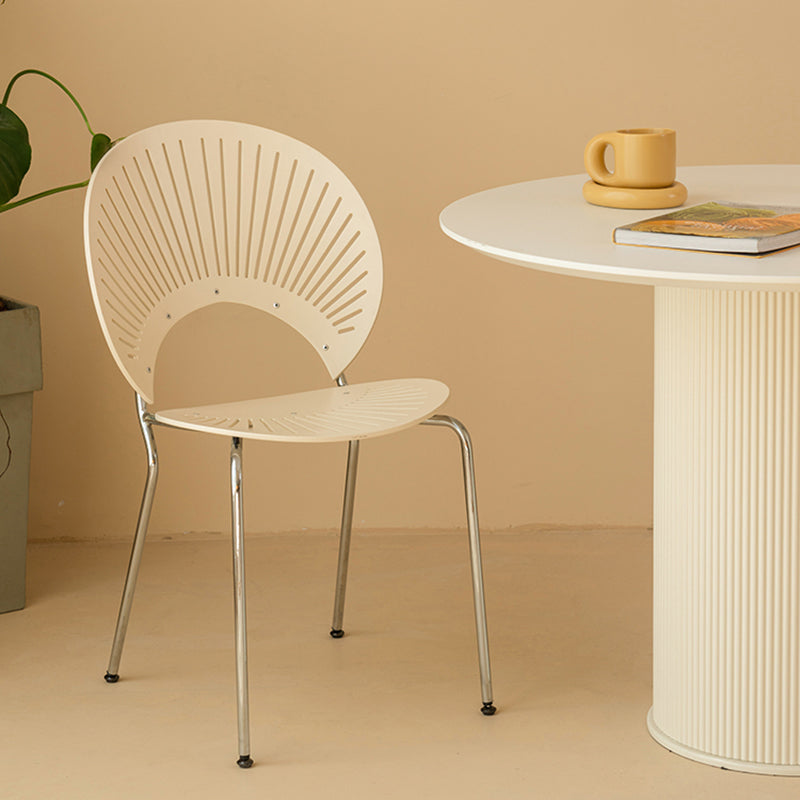 Contemporary Metal Dining Room Chairs Wood Dining Armless chairs for Home Use White 1 Piece Silver Clearhalo ' kitchen&dining_furn' 'Dining Chairs' 'Dining Tables & Seating' 'dining_chair' 'furn' 'furn_dining_chair' 'Furniture' 'furniture_dining_chair' 'Kitchen & Dining Furniture' 'kitchen' 3827032