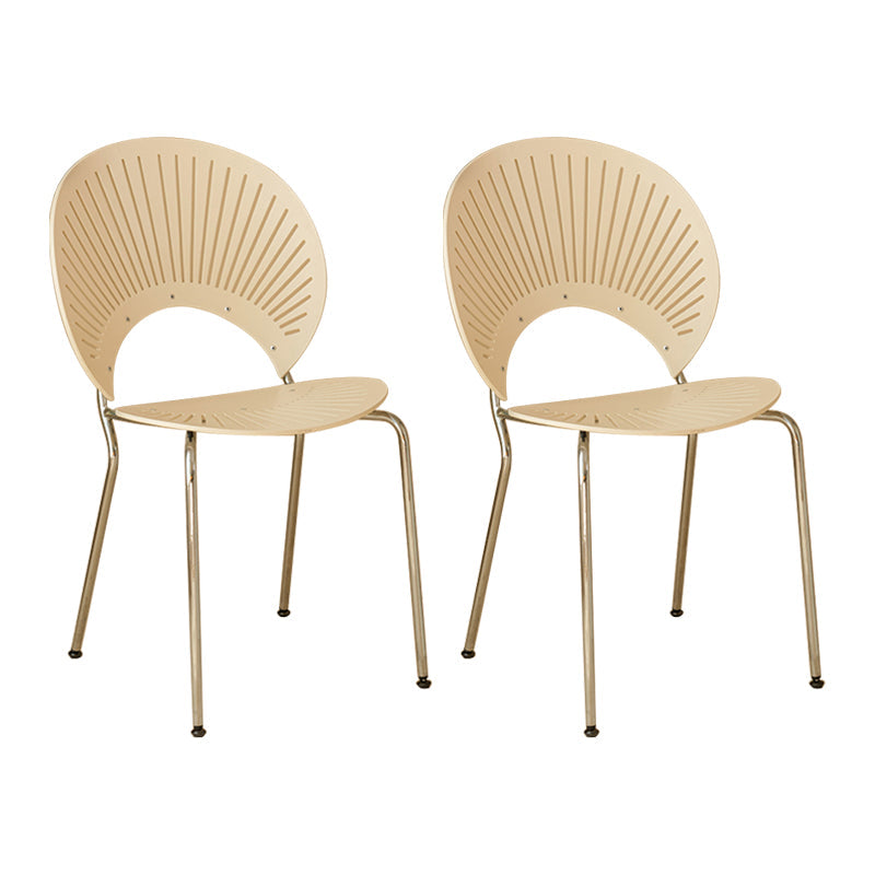 Contemporary Metal Dining Room Chairs Wood Dining Armless chairs for Home Use White 2 Piece Set Silver Clearhalo ' kitchen&dining_furn' 'Dining Chairs' 'Dining Tables & Seating' 'dining_chair' 'furn' 'furn_dining_chair' 'Furniture' 'furniture_dining_chair' 'Kitchen & Dining Furniture' 'kitchen' 3827034