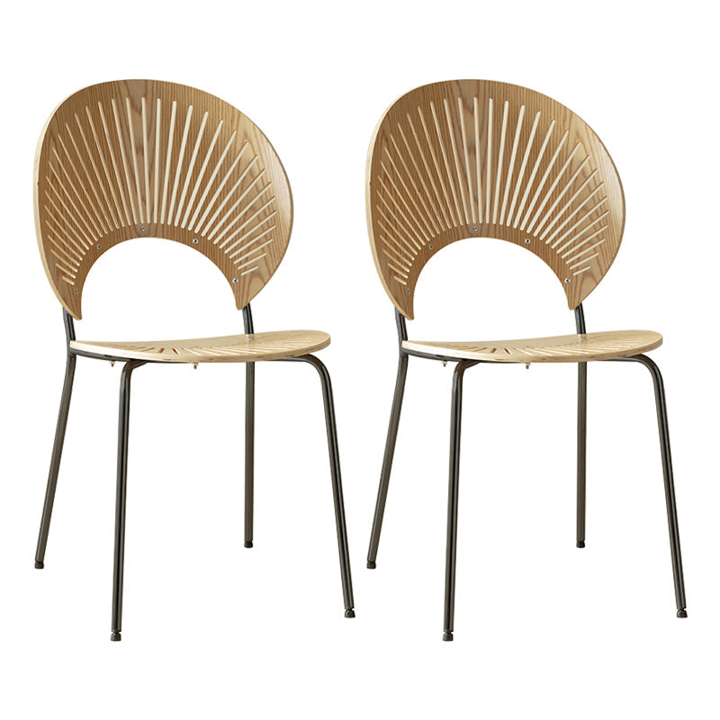Contemporary Metal Dining Room Chairs Wood Dining Armless chairs for Home Use Natural 2 Piece Set Black Clearhalo ' kitchen&dining_furn' 'Dining Chairs' 'Dining Tables & Seating' 'dining_chair' 'furn' 'furn_dining_chair' 'Furniture' 'furniture_dining_chair' 'Kitchen & Dining Furniture' 'kitchen' 3827039