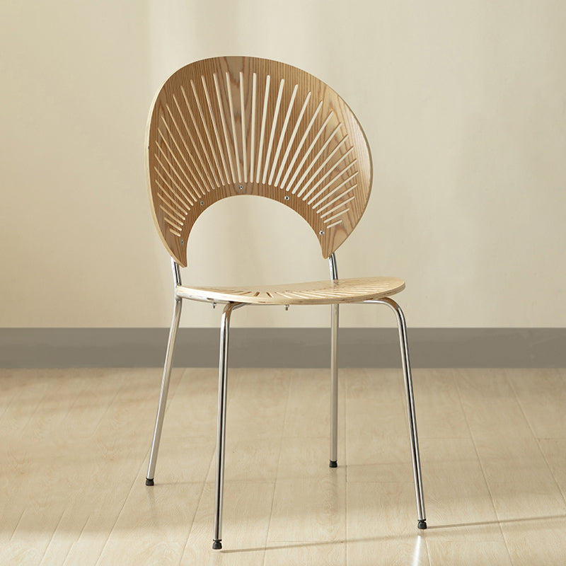 Contemporary Metal Dining Room Chairs Wood Dining Armless chairs for Home Use Natural 1 Piece Silver Clearhalo ' kitchen&dining_furn' 'Dining Chairs' 'Dining Tables & Seating' 'dining_chair' 'furn' 'furn_dining_chair' 'Furniture' 'furniture_dining_chair' 'Kitchen & Dining Furniture' 'kitchen' 3827044
