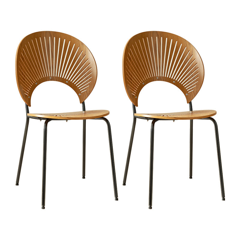 Contemporary Metal Dining Room Chairs Wood Dining Armless chairs for Home Use Walnut 2 Piece Set Black Clearhalo ' kitchen&dining_furn' 'Dining Chairs' 'Dining Tables & Seating' 'dining_chair' 'furn' 'furn_dining_chair' 'Furniture' 'furniture_dining_chair' 'Kitchen & Dining Furniture' 'kitchen' 3827056