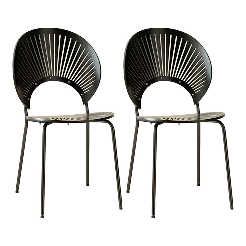 Contemporary Metal Dining Room Chairs Wood Dining Armless chairs for Home Use Black 2 Piece Set Black Clearhalo ' kitchen&dining_furn' 'Dining Chairs' 'Dining Tables & Seating' 'dining_chair' 'furn' 'furn_dining_chair' 'Furniture' 'furniture_dining_chair' 'Kitchen & Dining Furniture' 'kitchen' 3827062