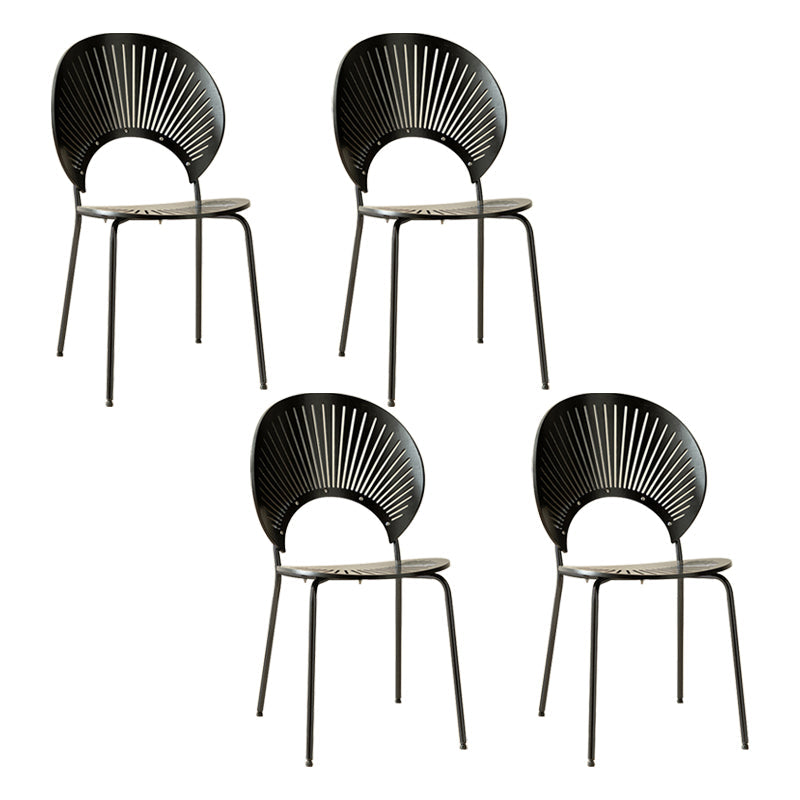 Contemporary Metal Dining Room Chairs Wood Dining Armless chairs for Home Use Black 4 Piece Set Black Clearhalo ' kitchen&dining_furn' 'Dining Chairs' 'Dining Tables & Seating' 'dining_chair' 'furn' 'furn_dining_chair' 'Furniture' 'furniture_dining_chair' 'Kitchen & Dining Furniture' 'kitchen' 3827063