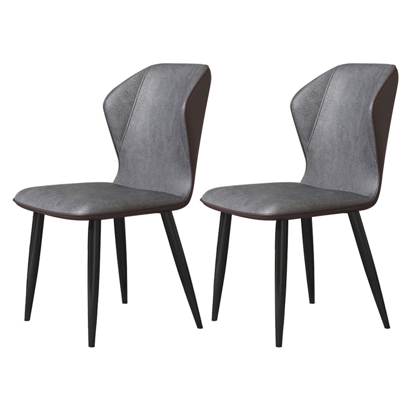 Scandinavian Home Side Chair Wingback Metal Upholstered Dining Room Chair Dark Gray 2 Piece Set Clearhalo ' kitchen&dining_furn' 'Dining Chairs' 'Dining Tables & Seating' 'dining_chair' 'furn' 'furn_dining_chair' 'Furniture' 'furniture_dining_chair' 'Kitchen & Dining Furniture' 'kitchen' 3827102