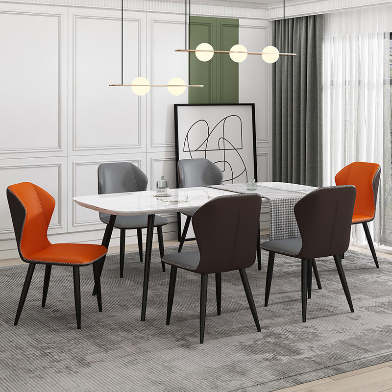 Scandinavian Home Side Chair Wingback Metal Upholstered Dining Room Chair Clearhalo ' kitchen&dining_furn' 'Dining Chairs' 'Dining Tables & Seating' 'dining_chair' 'furn' 'furn_dining_chair' 'Furniture' 'furniture_dining_chair' 'Kitchen & Dining Furniture' 'kitchen' 3827103