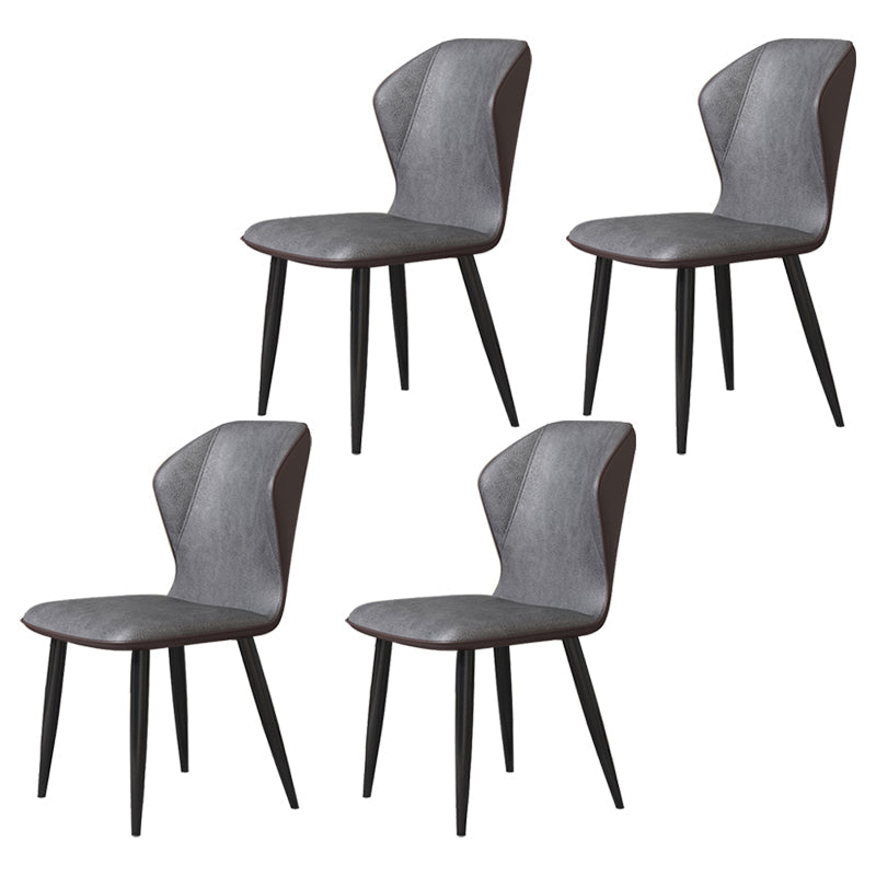 Scandinavian Home Side Chair Wingback Metal Upholstered Dining Room Chair Dark Gray 4 Piece Set Clearhalo ' kitchen&dining_furn' 'Dining Chairs' 'Dining Tables & Seating' 'dining_chair' 'furn' 'furn_dining_chair' 'Furniture' 'furniture_dining_chair' 'Kitchen & Dining Furniture' 'kitchen' 3827104