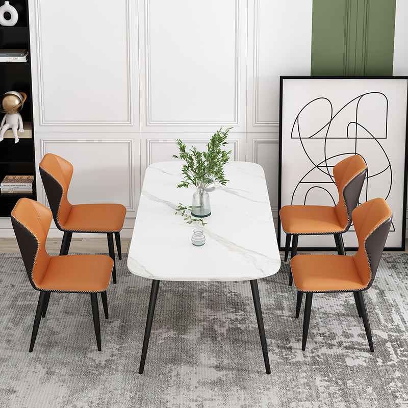 Scandinavian Home Side Chair Wingback Metal Upholstered Dining Room Chair Clearhalo ' kitchen&dining_furn' 'Dining Chairs' 'Dining Tables & Seating' 'dining_chair' 'furn' 'furn_dining_chair' 'Furniture' 'furniture_dining_chair' 'Kitchen & Dining Furniture' 'kitchen' 3827105