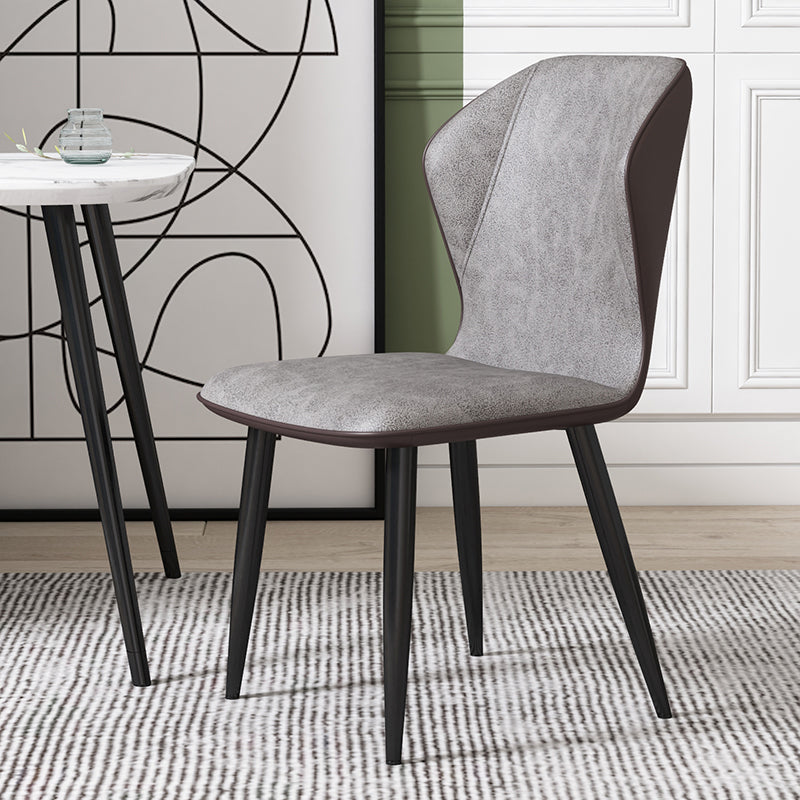 Scandinavian Home Side Chair Wingback Metal Upholstered Dining Room Chair Light Gray 1 Piece Clearhalo ' kitchen&dining_furn' 'Dining Chairs' 'Dining Tables & Seating' 'dining_chair' 'furn' 'furn_dining_chair' 'Furniture' 'furniture_dining_chair' 'Kitchen & Dining Furniture' 'kitchen' 3827106