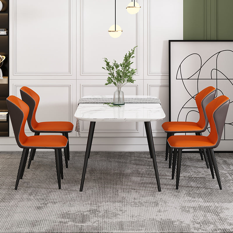 Scandinavian Home Side Chair Wingback Metal Upholstered Dining Room Chair Clearhalo ' kitchen&dining_furn' 'Dining Chairs' 'Dining Tables & Seating' 'dining_chair' 'furn' 'furn_dining_chair' 'Furniture' 'furniture_dining_chair' 'Kitchen & Dining Furniture' 'kitchen' 3827107