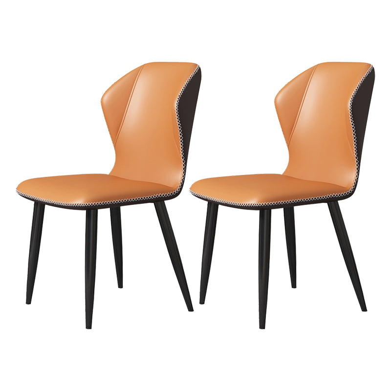 Scandinavian Home Side Chair Wingback Metal Upholstered Dining Room Chair Brown 2 Piece Set Clearhalo ' kitchen&dining_furn' 'Dining Chairs' 'Dining Tables & Seating' 'dining_chair' 'furn' 'furn_dining_chair' 'Furniture' 'furniture_dining_chair' 'Kitchen & Dining Furniture' 'kitchen' 3827114