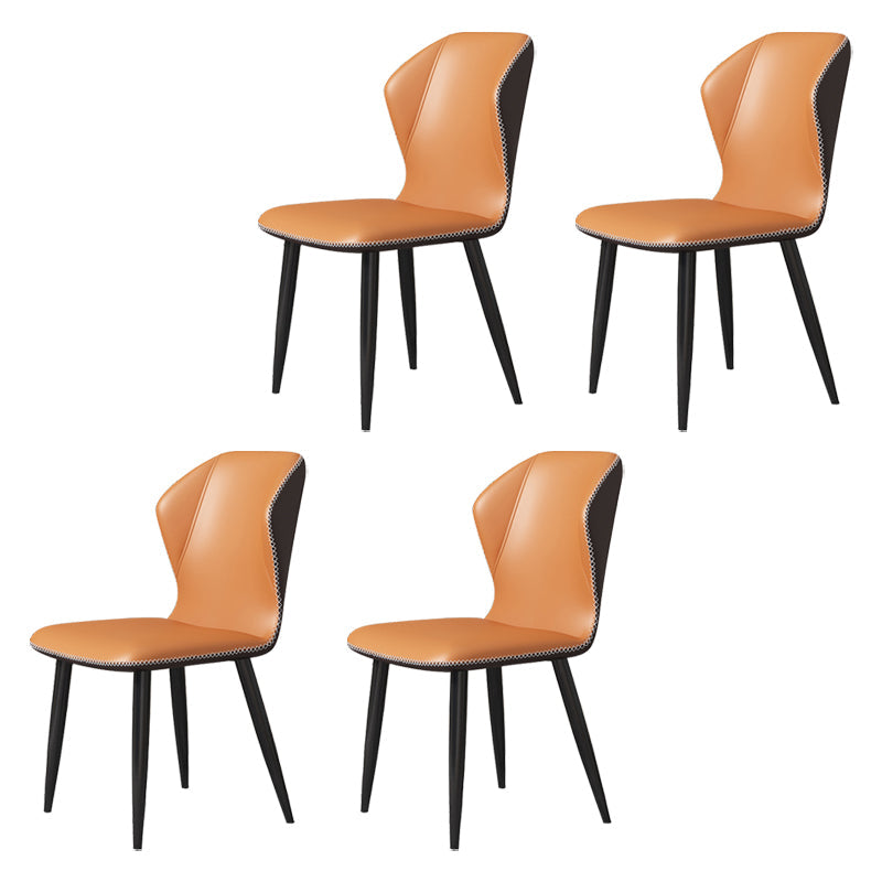 Scandinavian Home Side Chair Wingback Metal Upholstered Dining Room Chair Brown 4 Piece Set Clearhalo ' kitchen&dining_furn' 'Dining Chairs' 'Dining Tables & Seating' 'dining_chair' 'furn' 'furn_dining_chair' 'Furniture' 'furniture_dining_chair' 'Kitchen & Dining Furniture' 'kitchen' 3827117