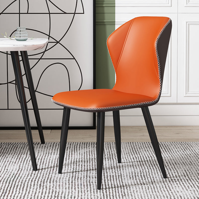 Scandinavian Home Side Chair Wingback Metal Upholstered Dining Room Chair Orange 1 Piece Clearhalo ' kitchen&dining_furn' 'Dining Chairs' 'Dining Tables & Seating' 'dining_chair' 'furn' 'furn_dining_chair' 'Furniture' 'furniture_dining_chair' 'Kitchen & Dining Furniture' 'kitchen' 3827119